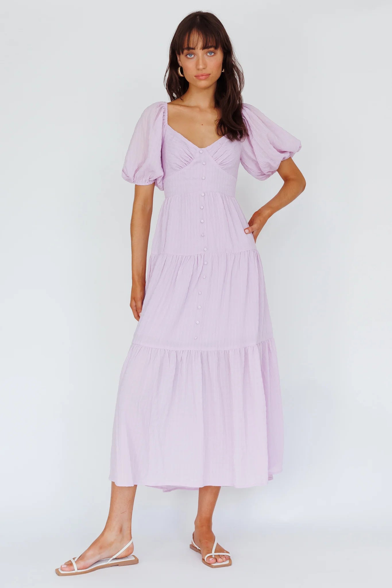 Royce Bow Back Midi Dress Lilac