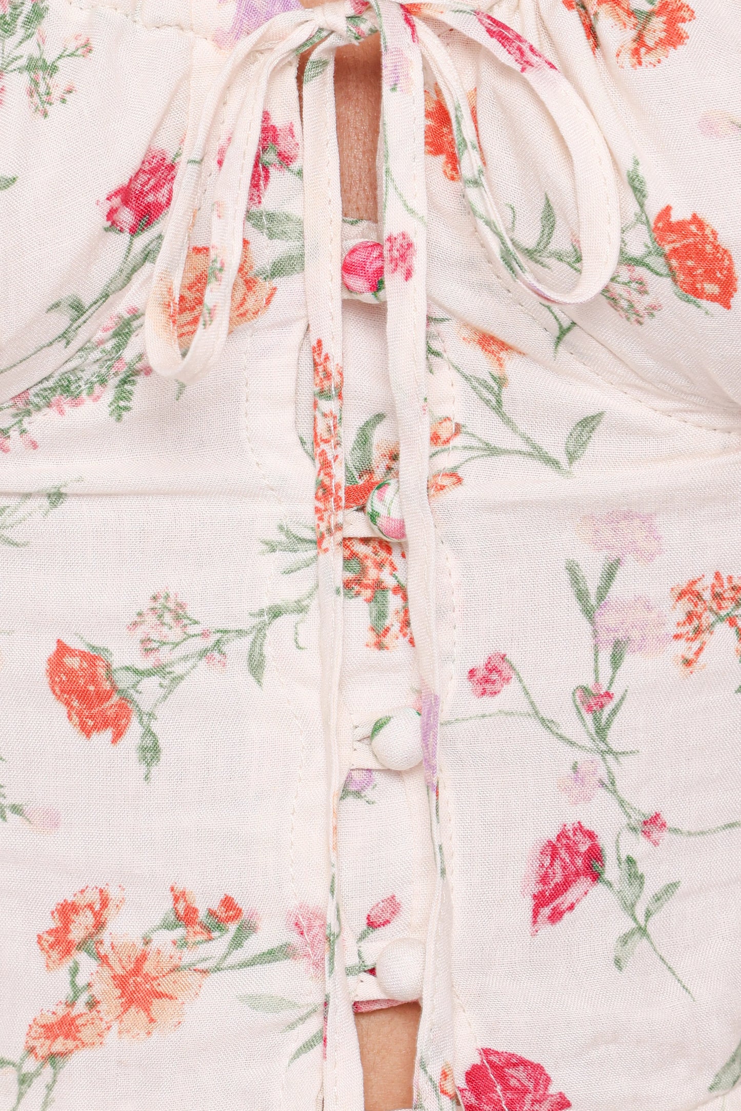 Antonia Lace Trim Top - White Poppy Rose