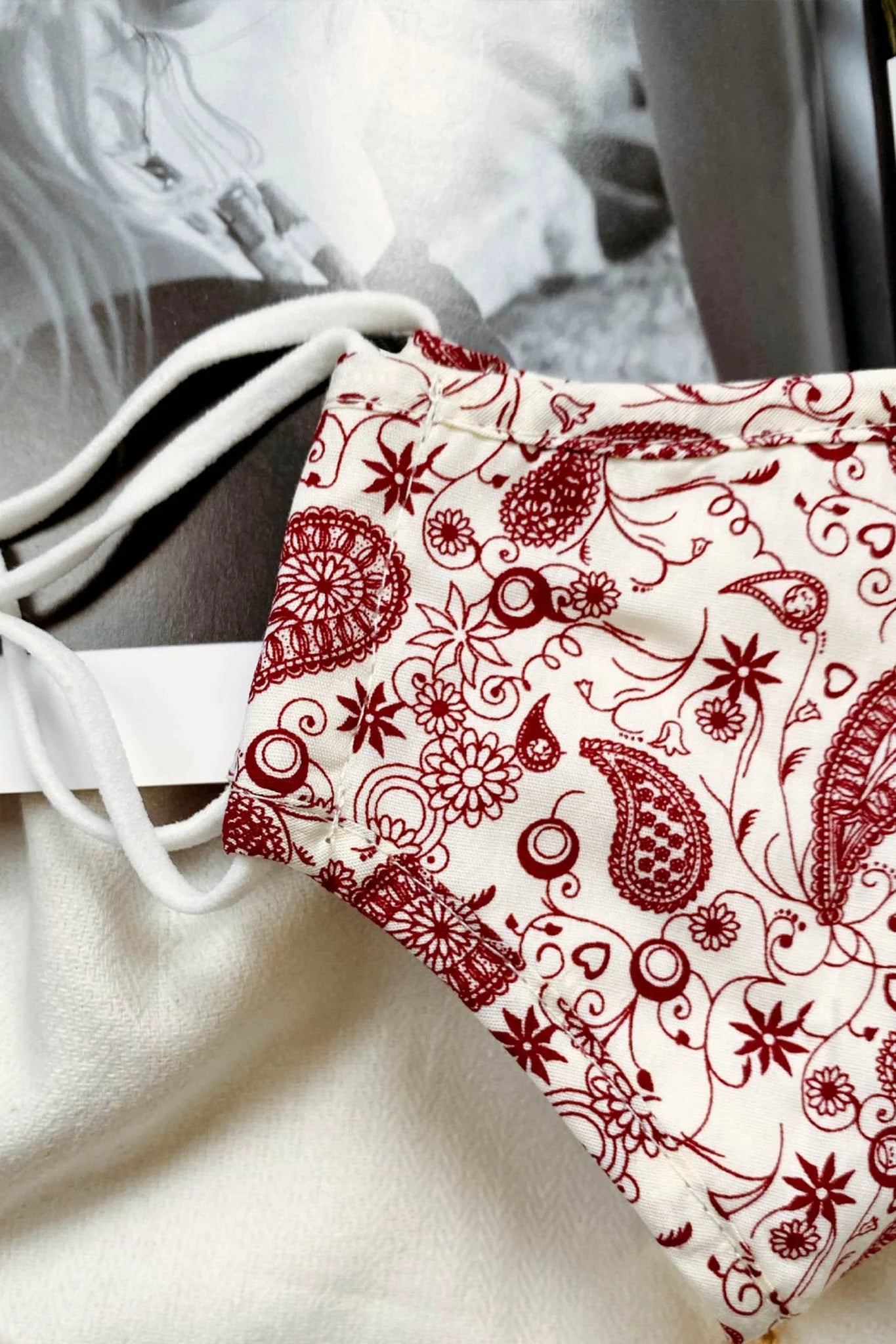 Frankie Mask Paisley Print Red