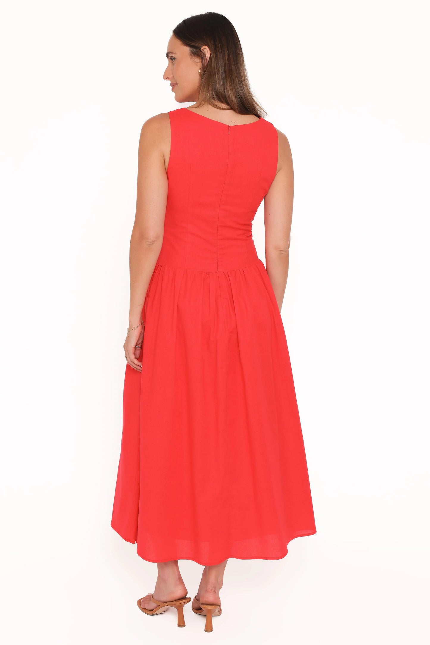 Evie Button Front Maxi Dress - Red