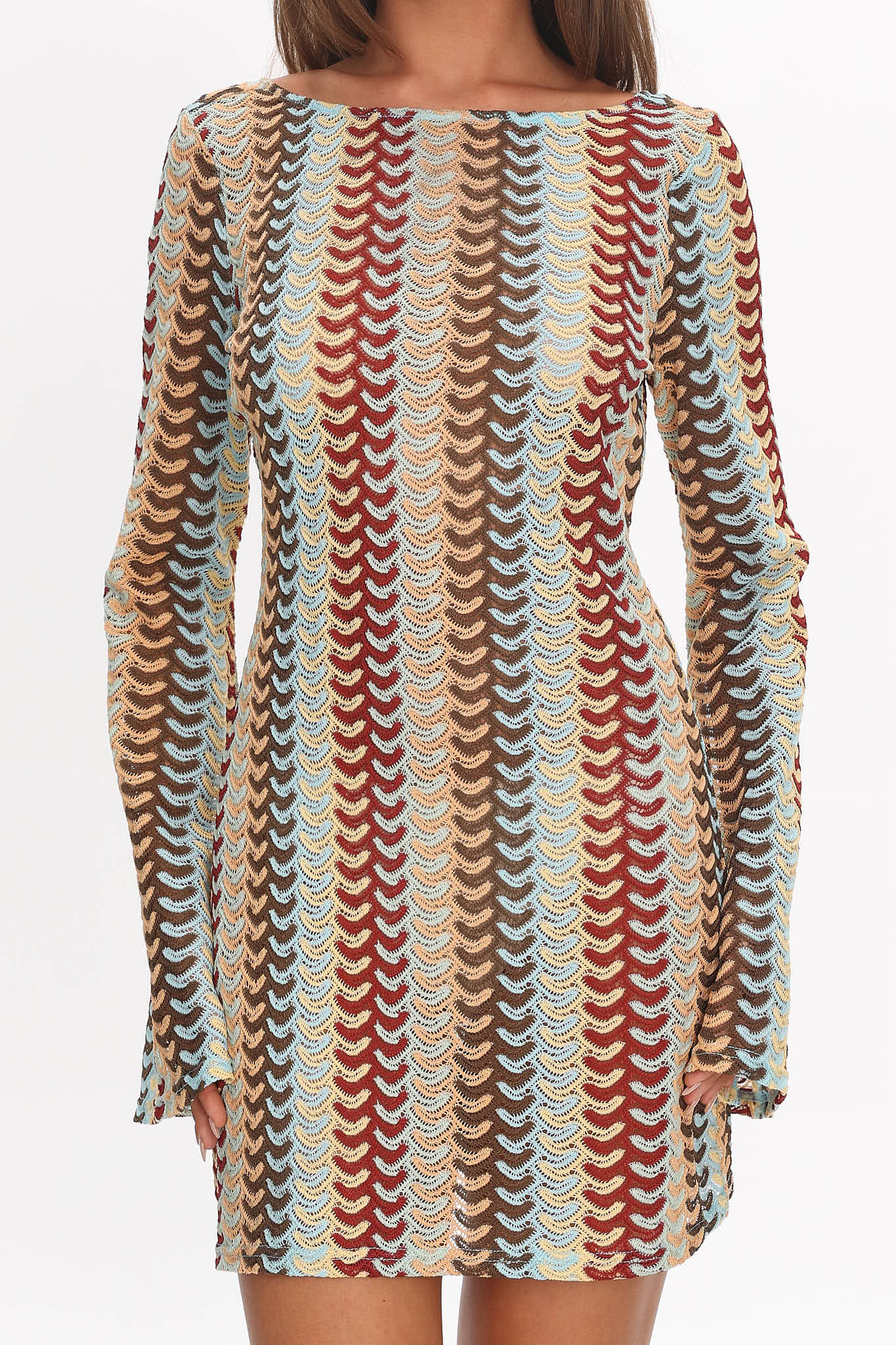 Raley Backless Crochet Mini Dress Rainbow