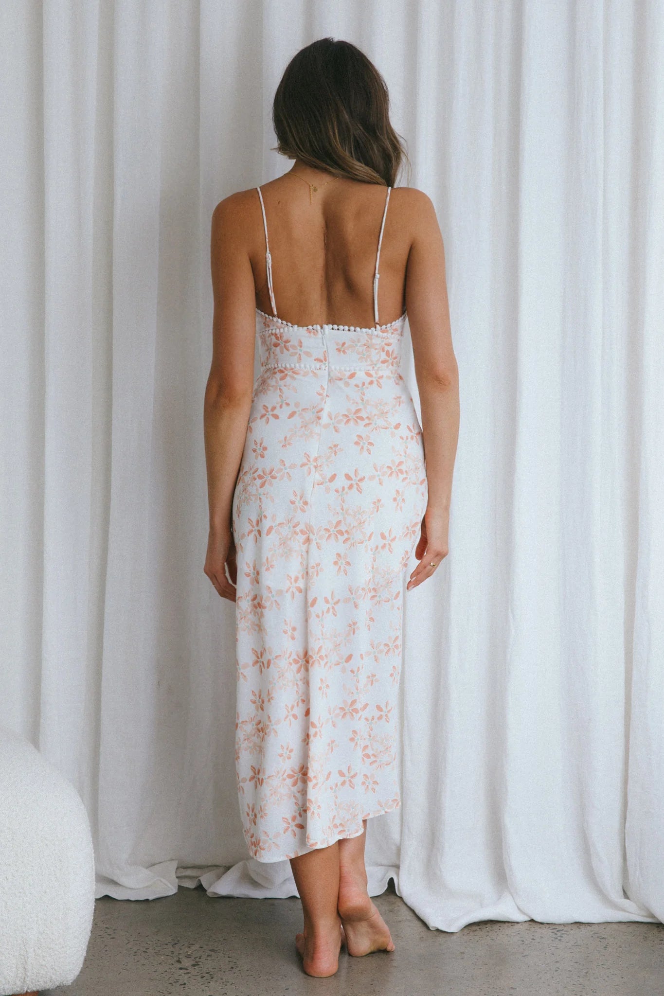 Catch Feelings Sweetheart Neckline Midi Dress Floral Pink