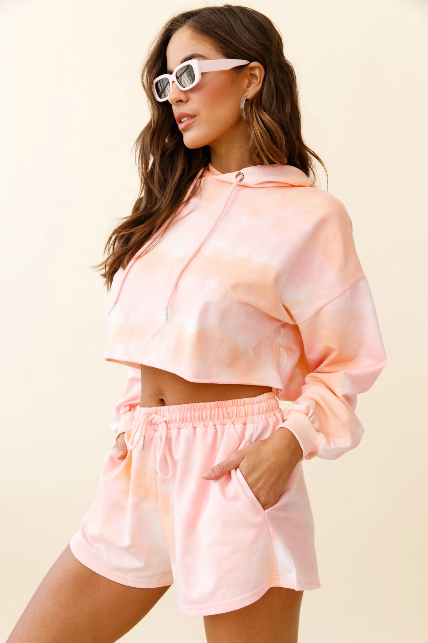 September Sun Crop Length Hoodie Pink