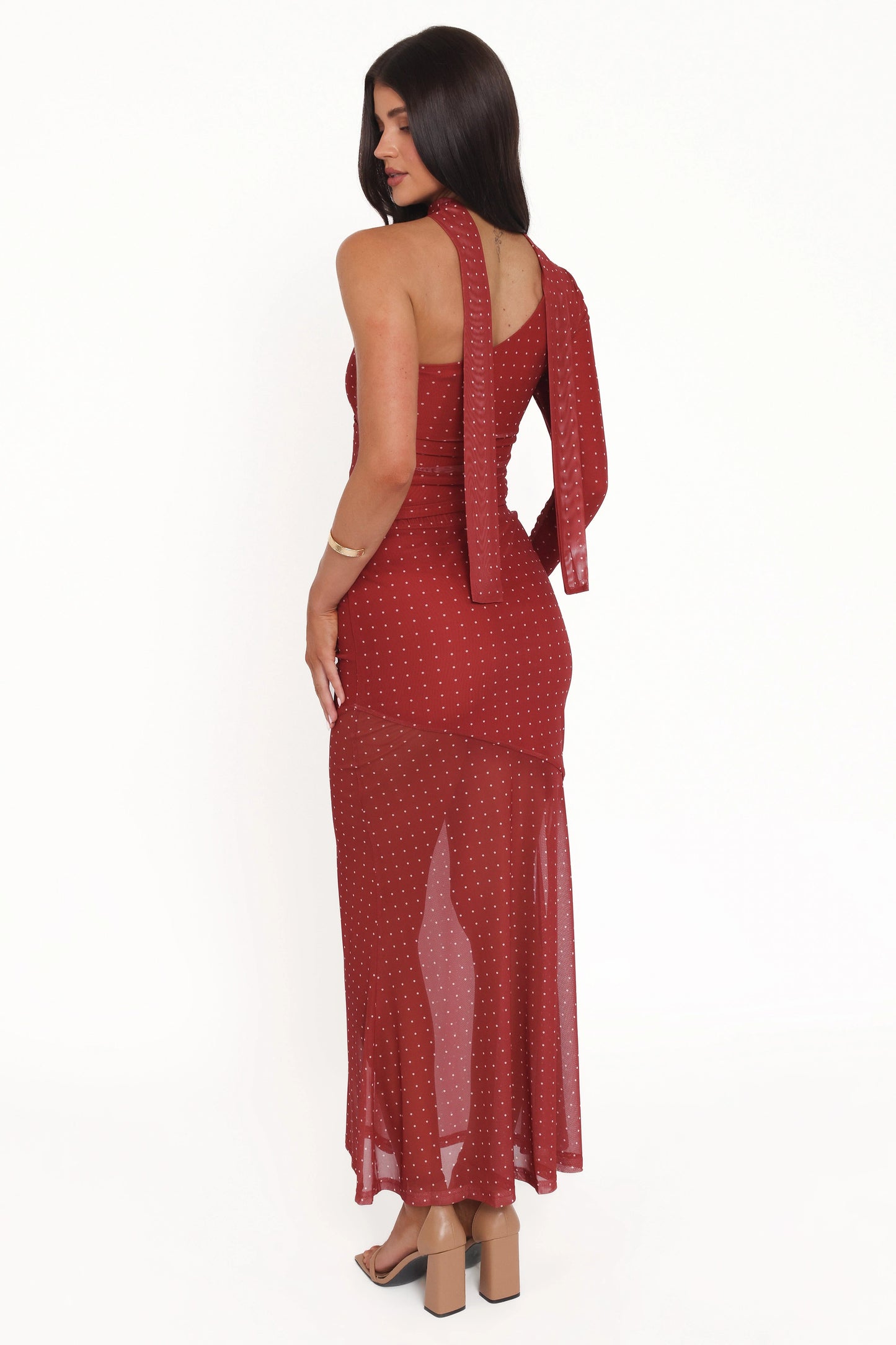 Hollie Mesh Skirt Set - Red Polka Dot