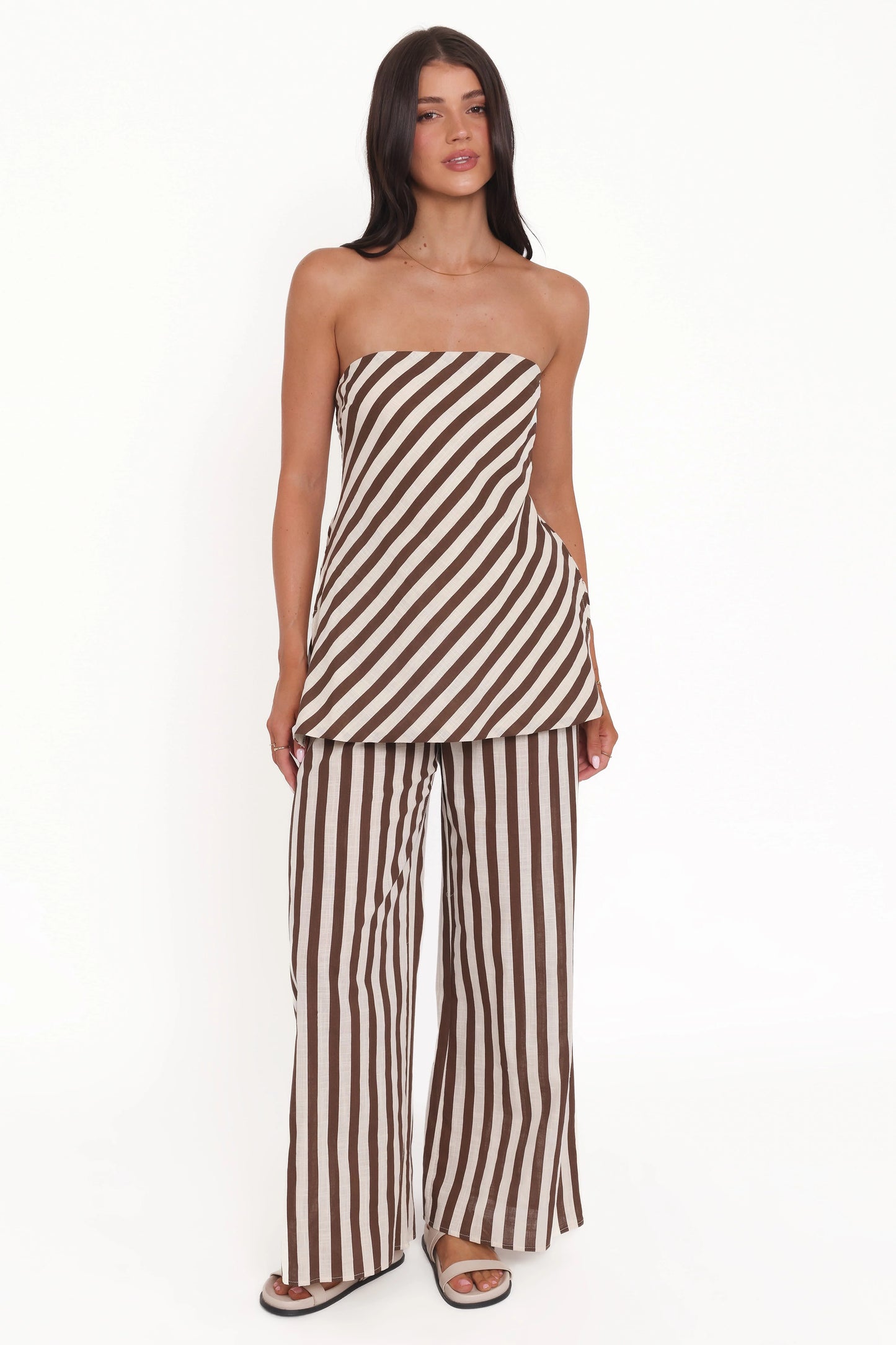 Kim Pant Set - Brown Stripe