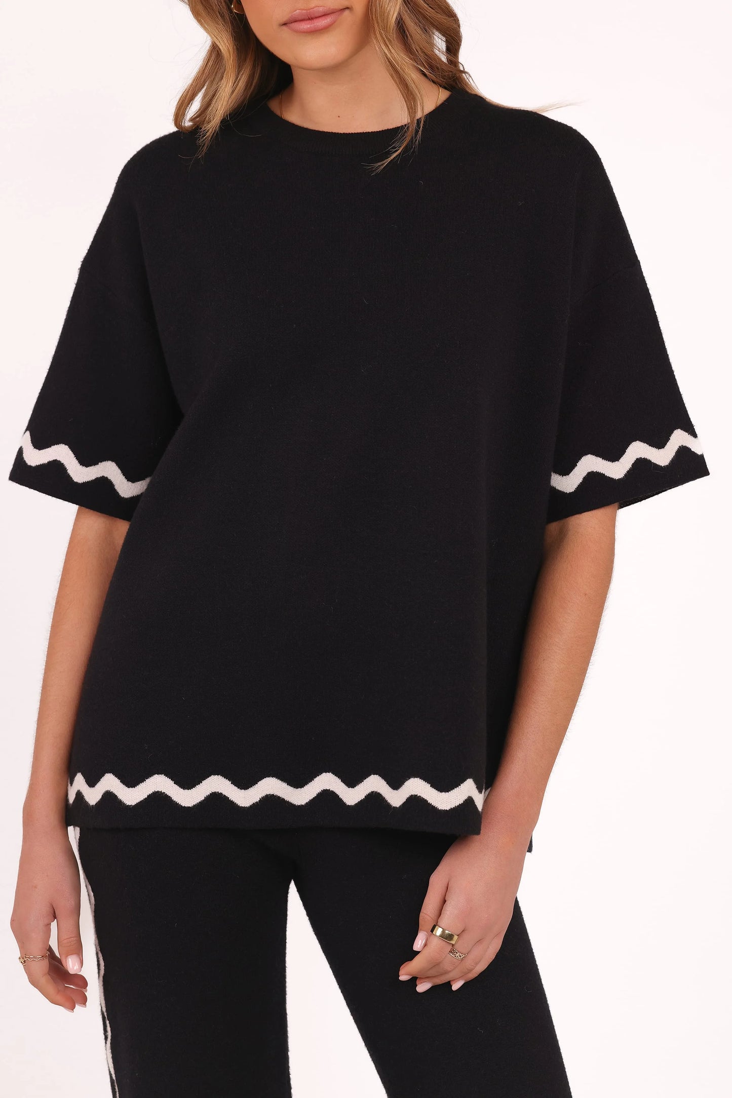 Vespa Knitted Tee - Black White