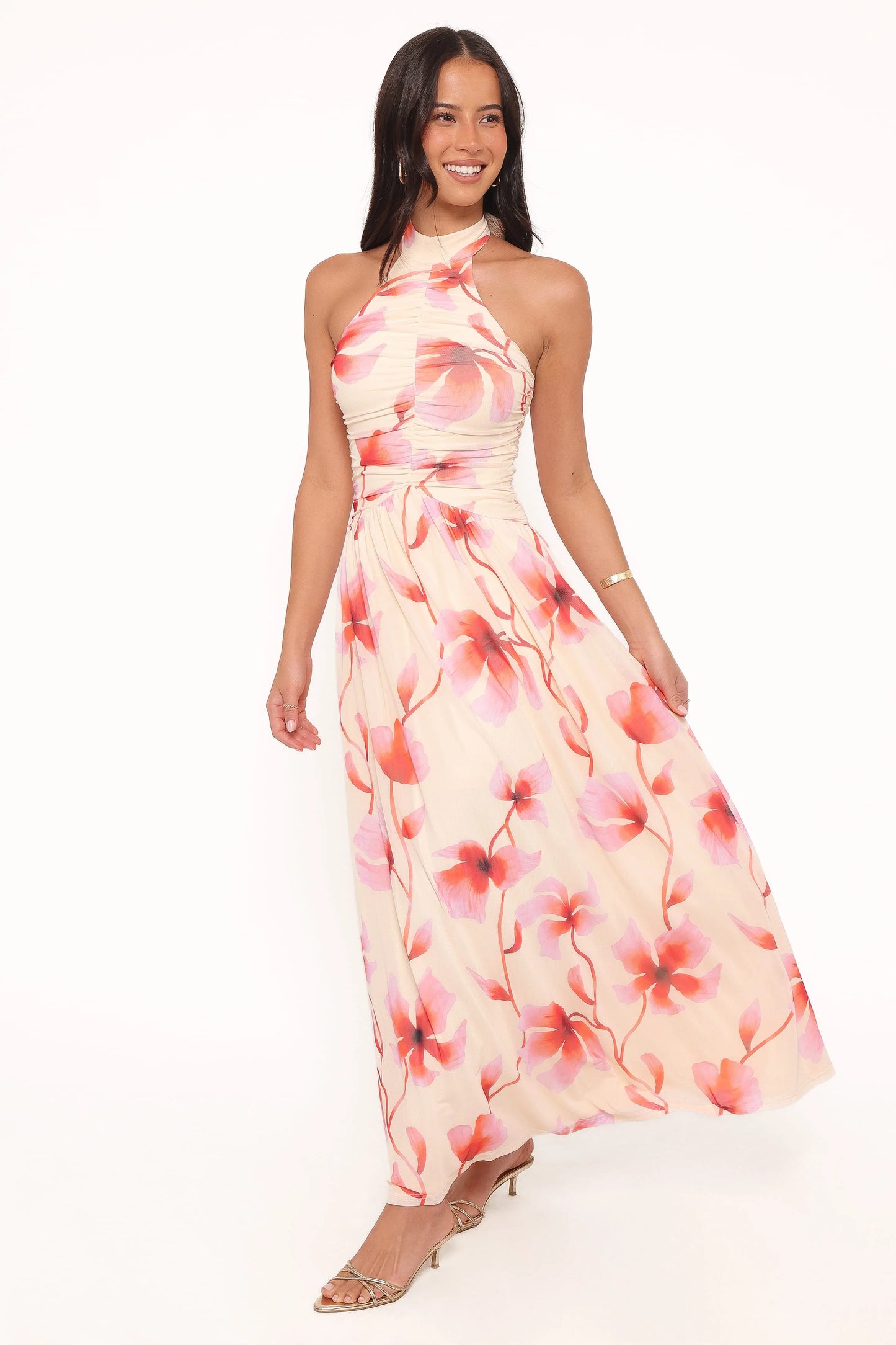 Kaira Halterneck Maxi Dress - Pink Floral