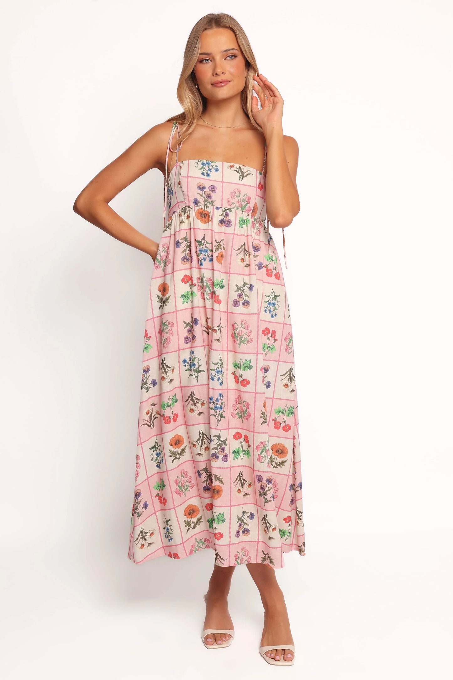 Simona Maxi Dress - Pink Floral Tile