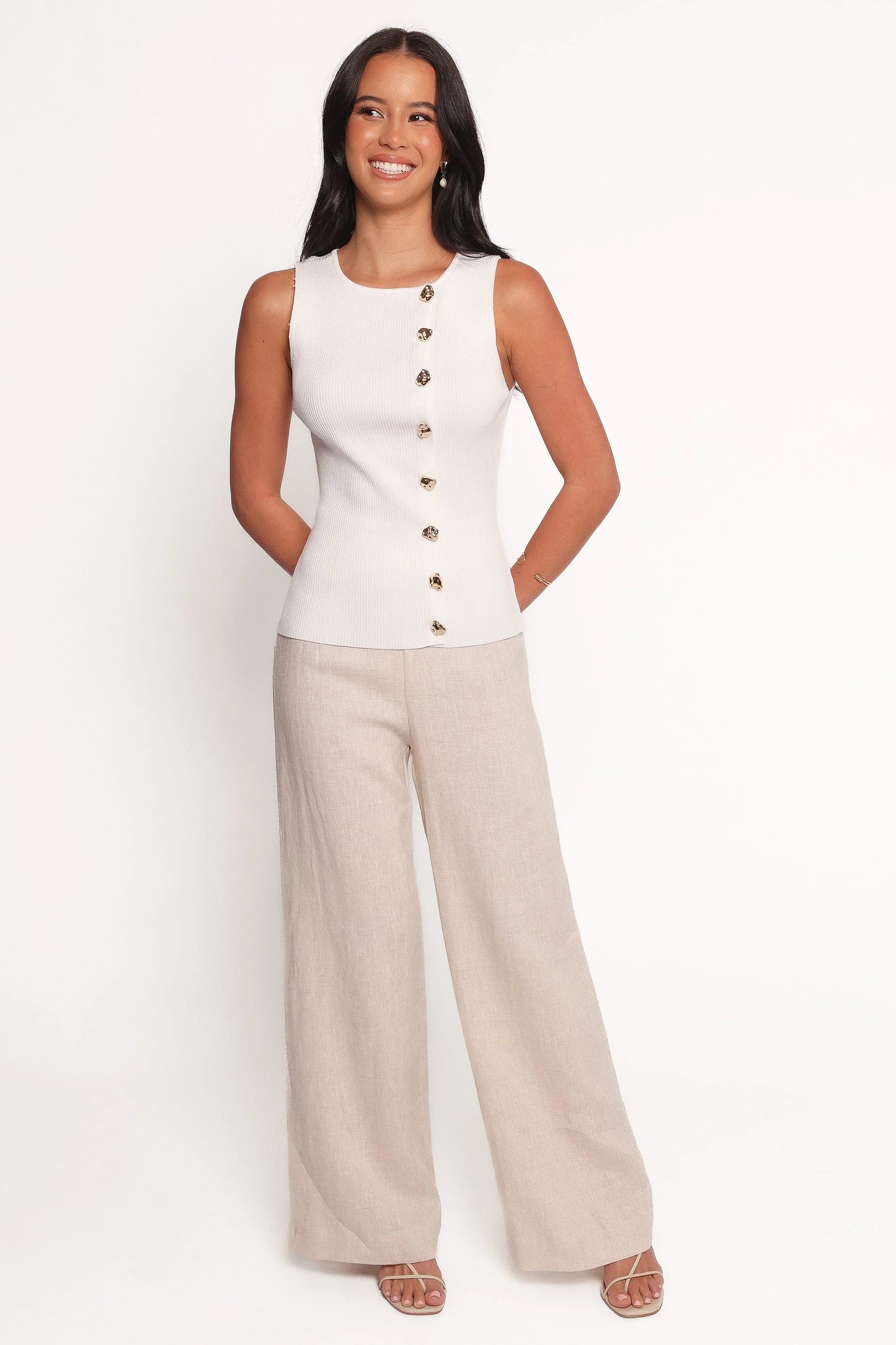 Lysa Knit Vest Top - White