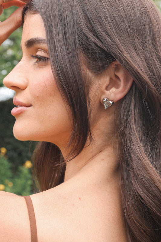 Shanice Heart Earrings - Silver
