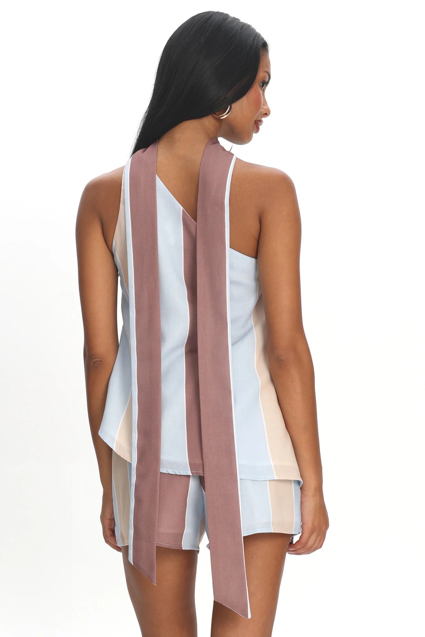 Petronella One Shoulder Top Stripe