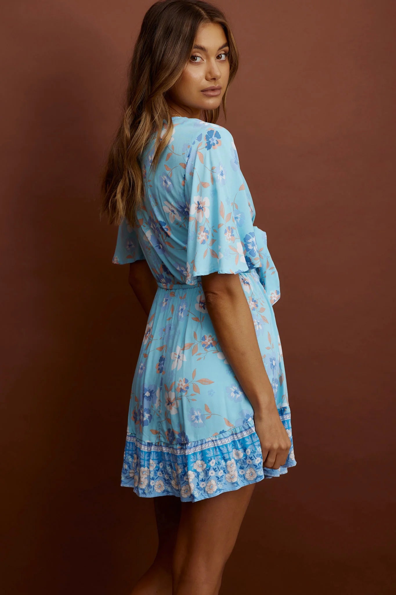 Suva Tie-Knot Bust A-Line Dress Floral Blue