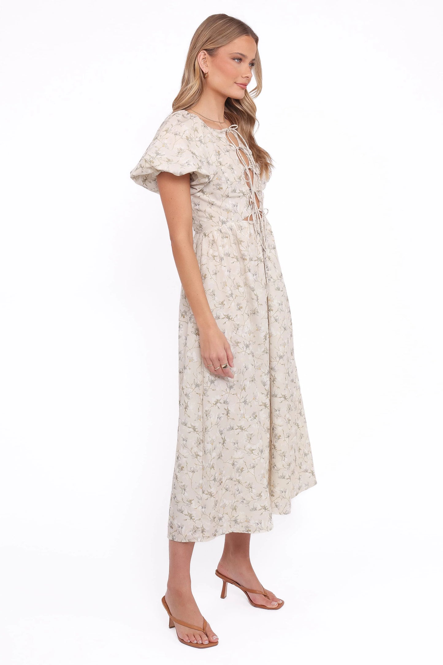 Kathleen Maxi Dress - Light Beige/Green Floral
