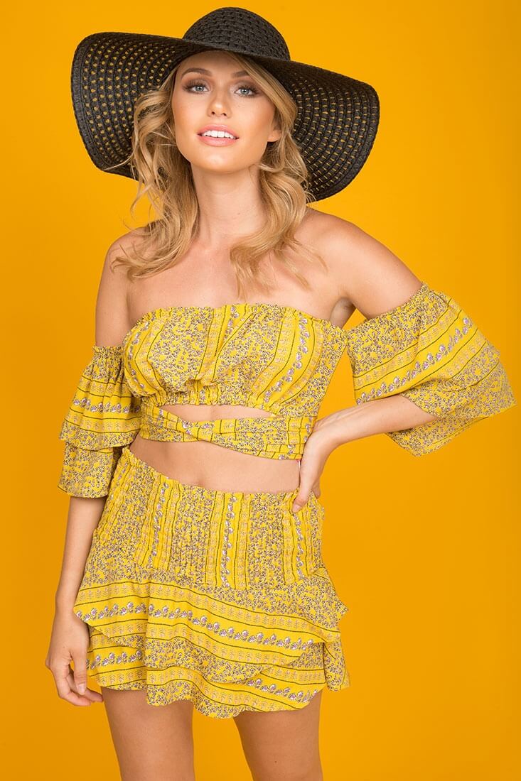 Emory Floral Print Skort Yellow
