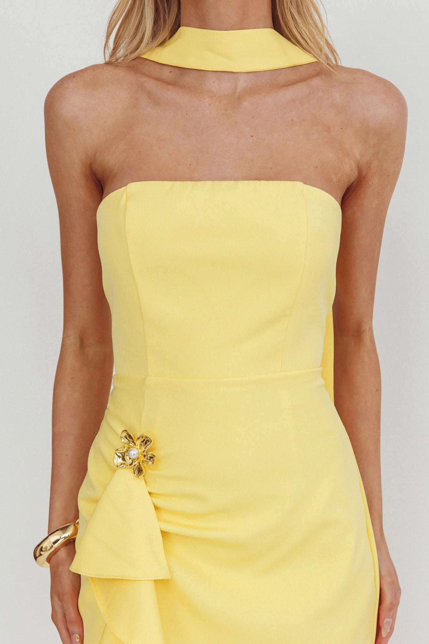 Selora Strapless Ruffle Maxi Dress Butter