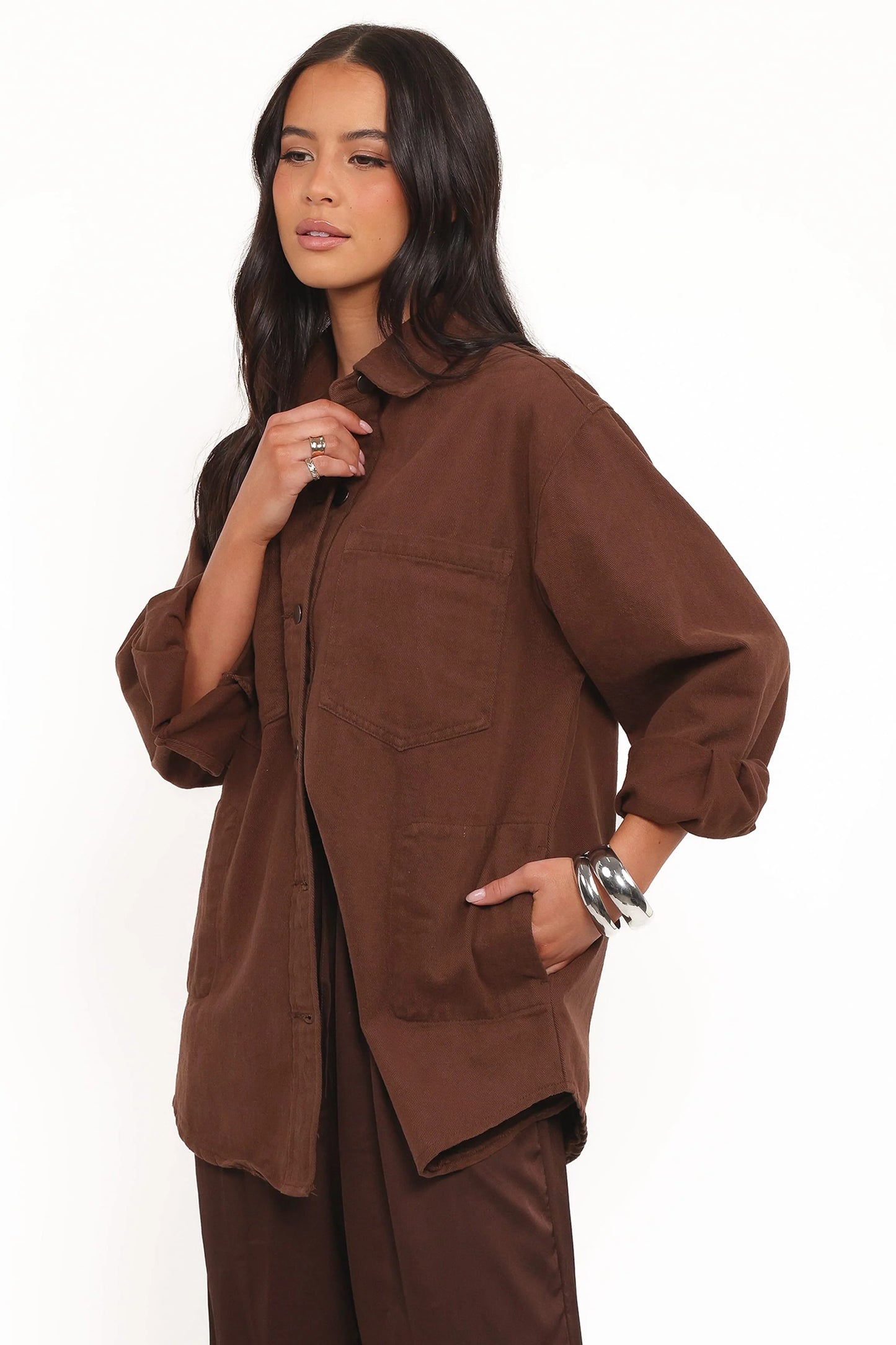 Toto Denim Shacket - Chocolate Brown