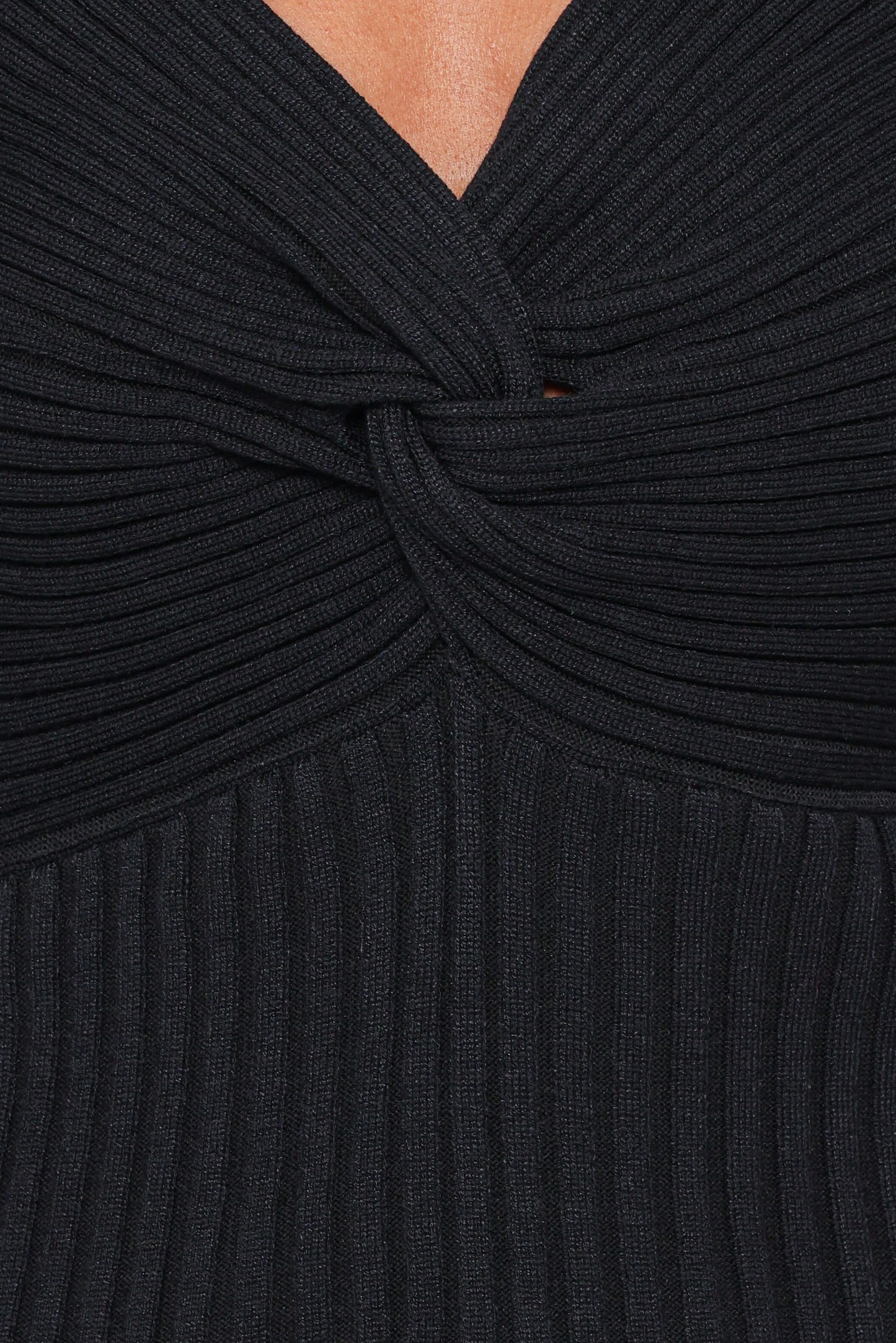Demi Twist Detail Knit Top - Black