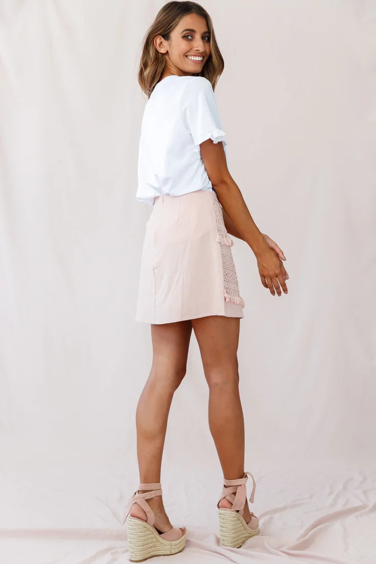 Paloma Crochet Tassel Skirt Blush