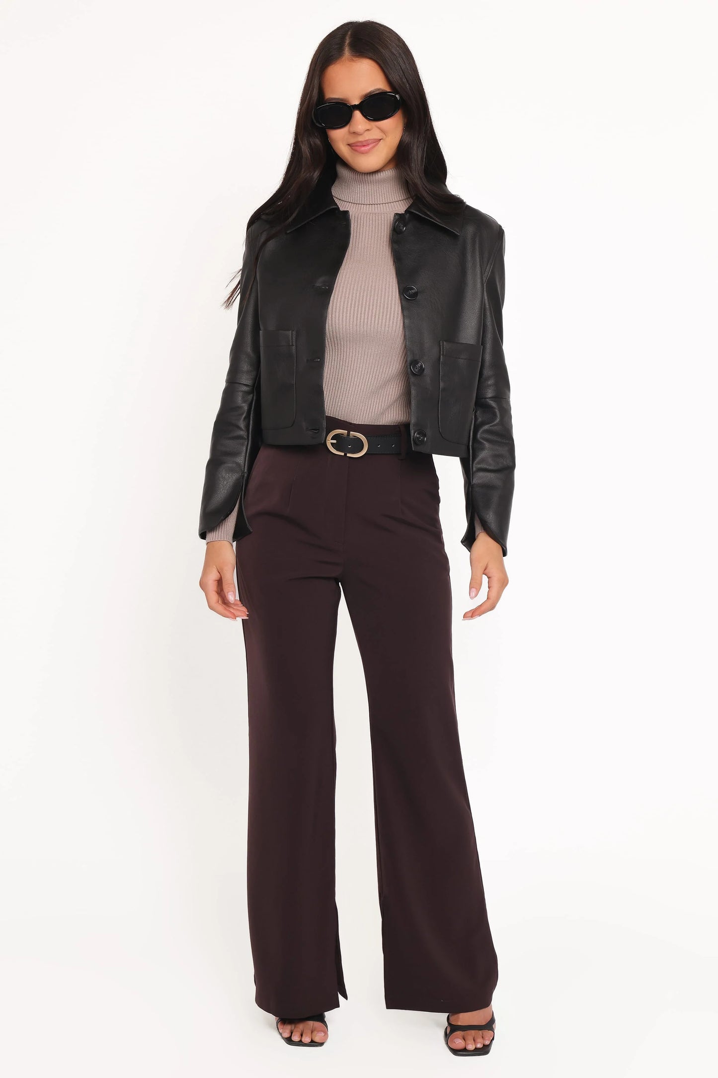 Hope Crop Faux Leather Jacket - Black
