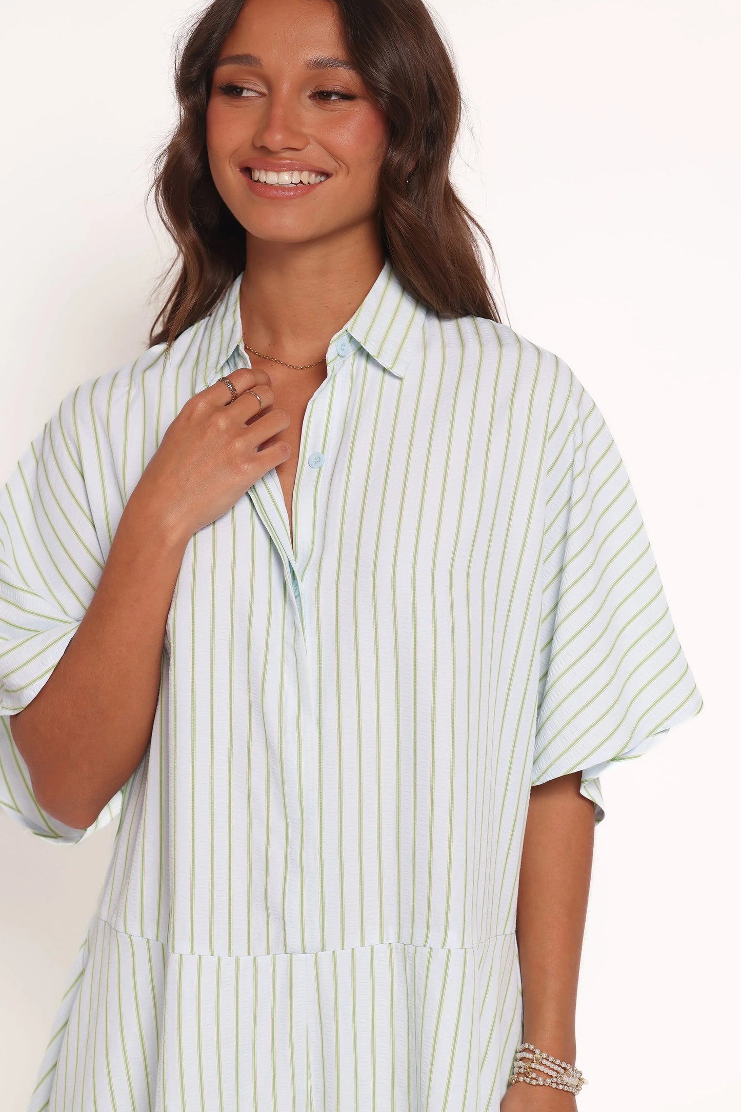 Sebastian Romper - Green Blue Stripe
