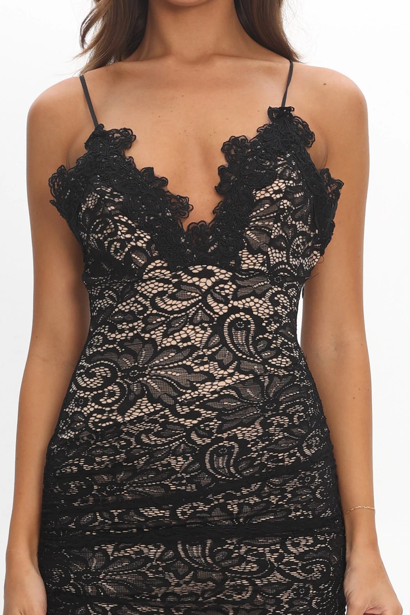 Capri Sunset Lace Overlay Maxi Dress Black