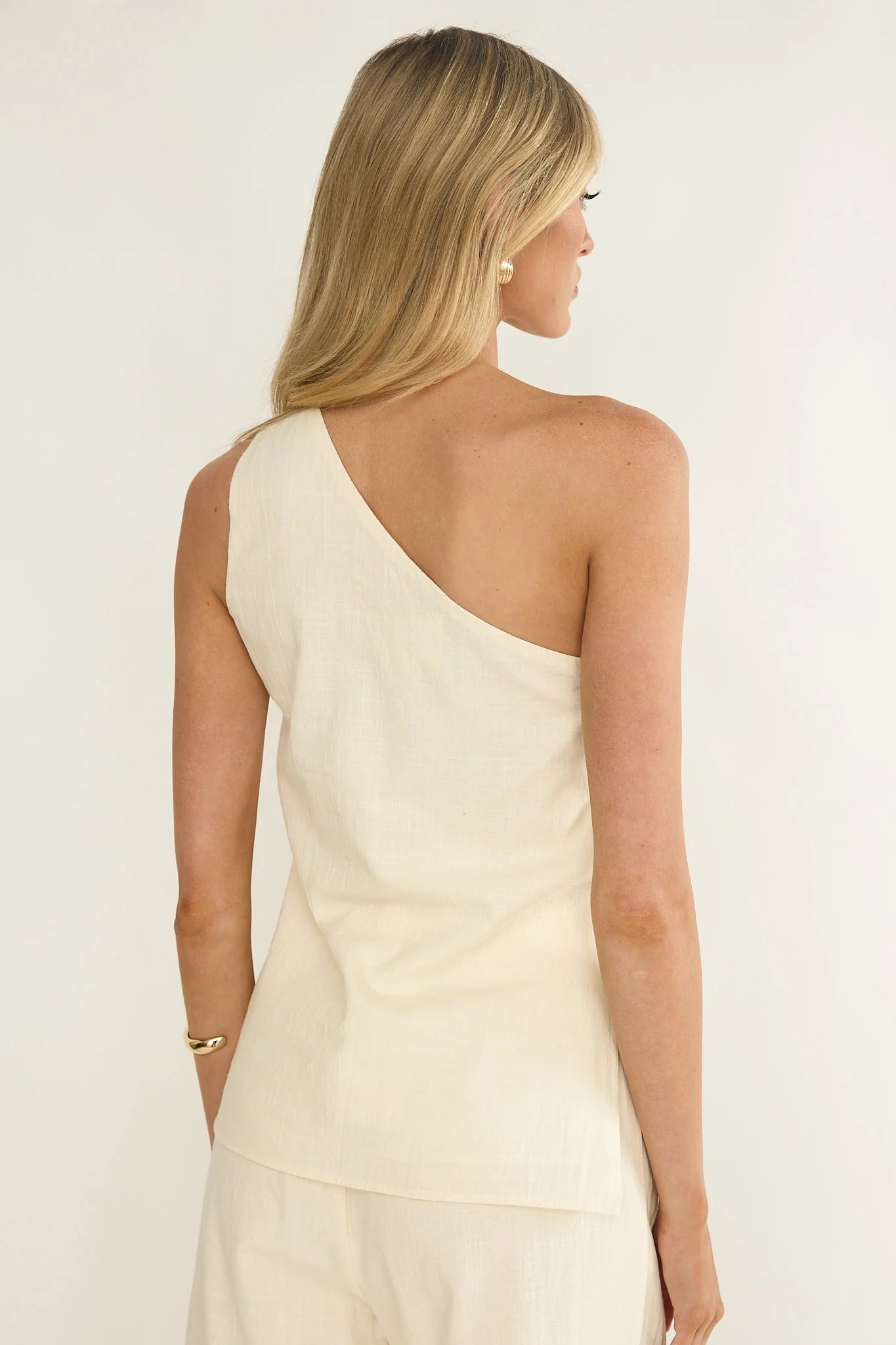 Dahlise One-Shoulder Side Tie Top Cream