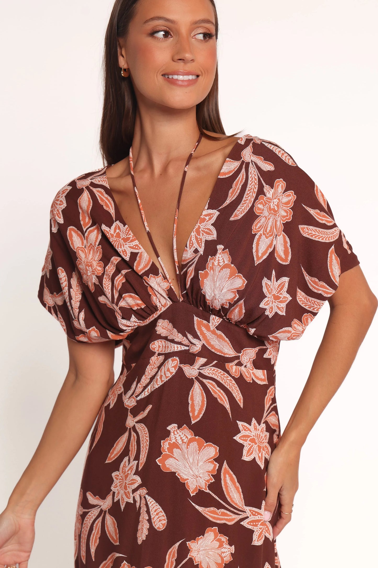 Yolande Midi Dress - Orange Floral
