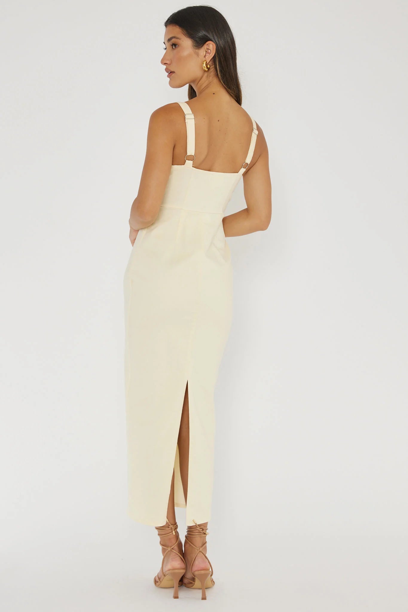 Sweet Pea Tied Bust Midi Dress Butter