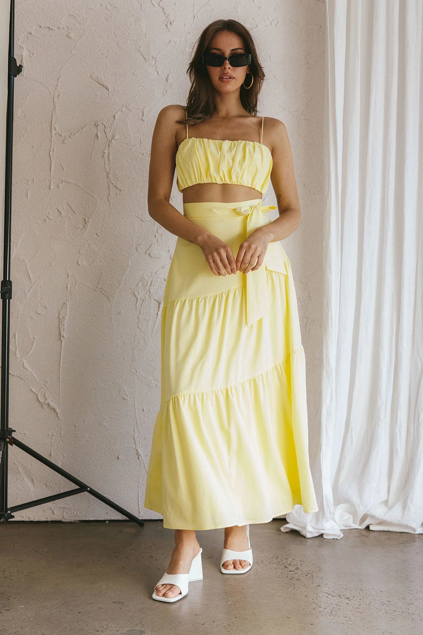 Bondi Waist Tie Maxi Skirt Lemon