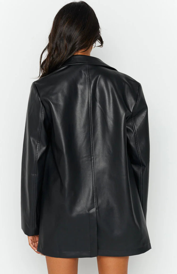 Galantis Black PU Blazer