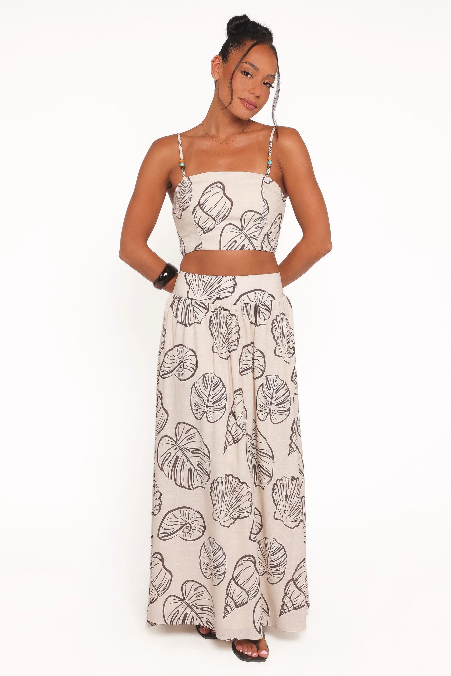 Kristy Maxi Skirt Set - Cream Shells