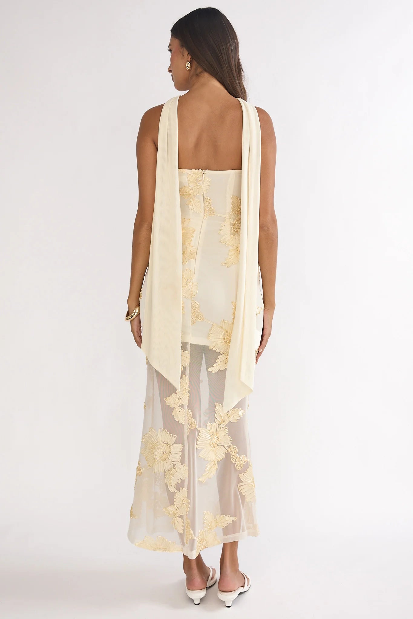 Vivia Strapless Embellished Maxi Dress Yellow