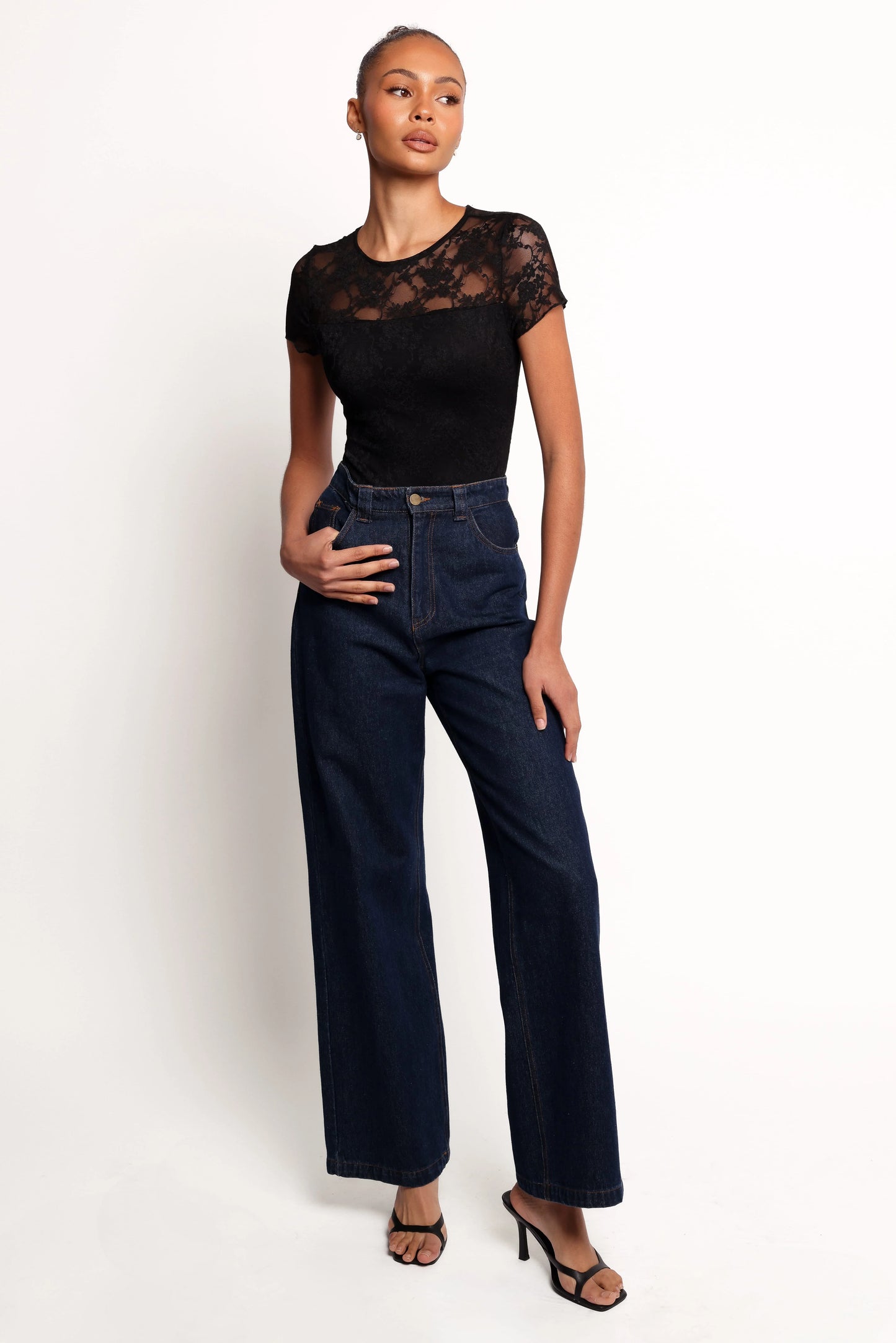 Ziva Lace Overlay Bodysuit - Black