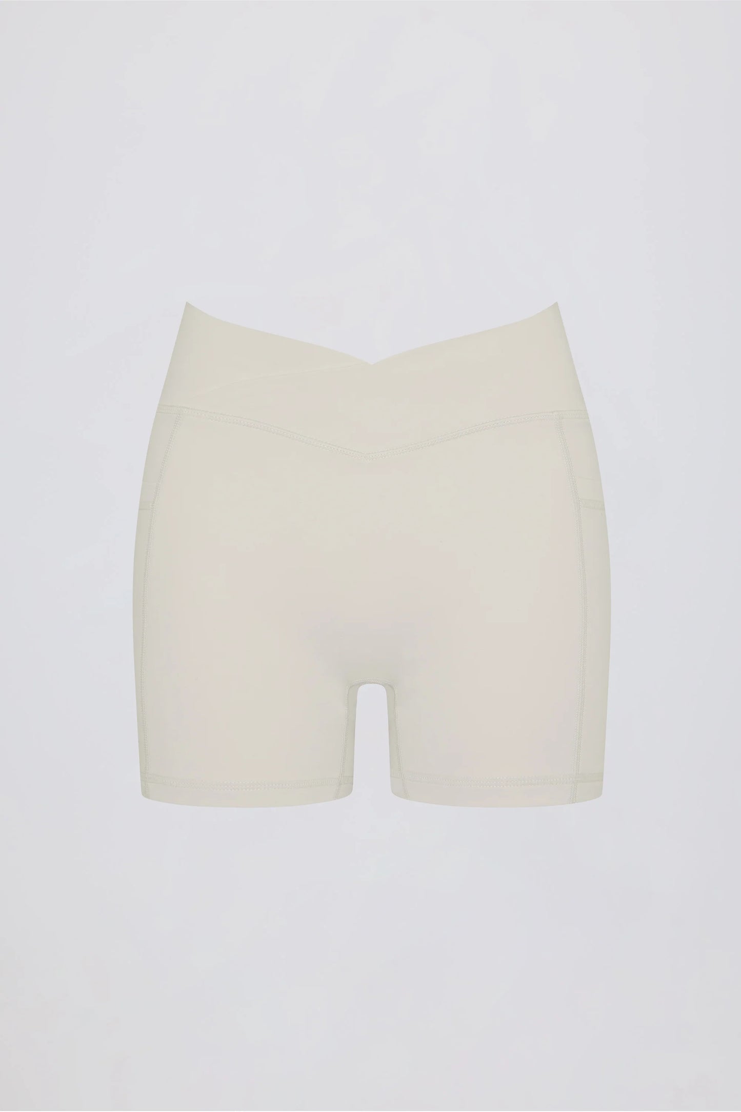 Soft Active Pocket V-Waist Mini Shorts in Cream