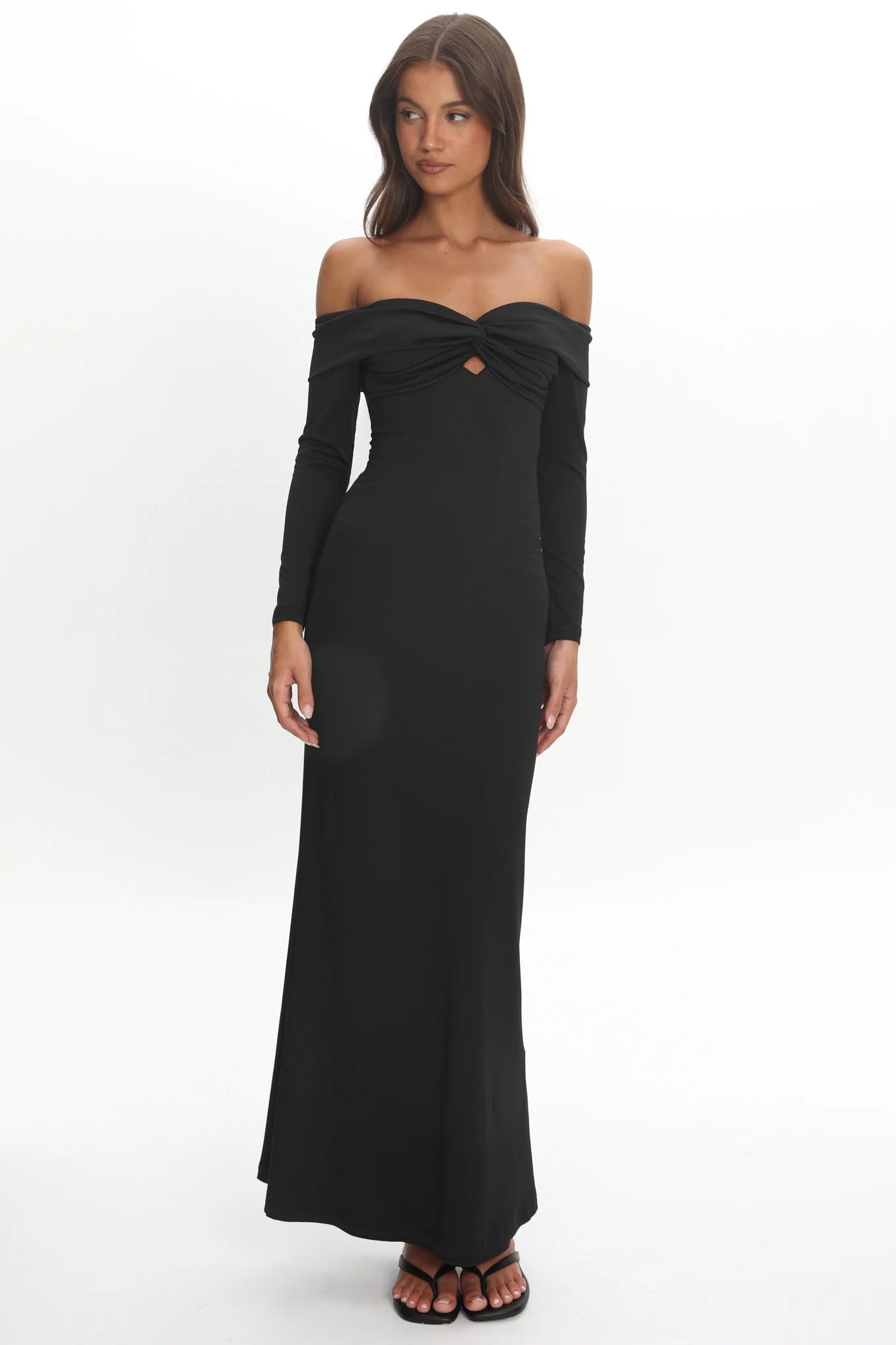 Oliana Twist Bust Maxi Dress Black