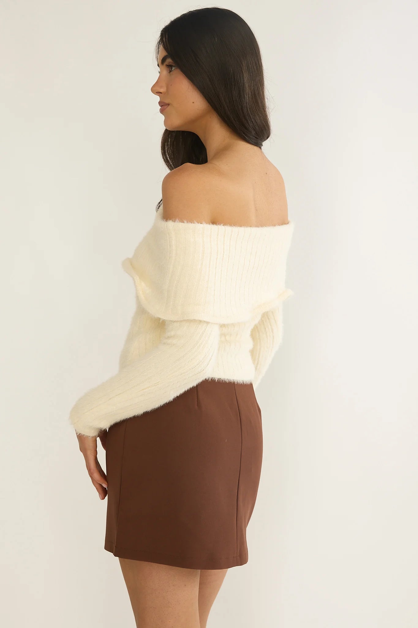 Orielle Wide Ruffle Off-Shoulder Top Cream