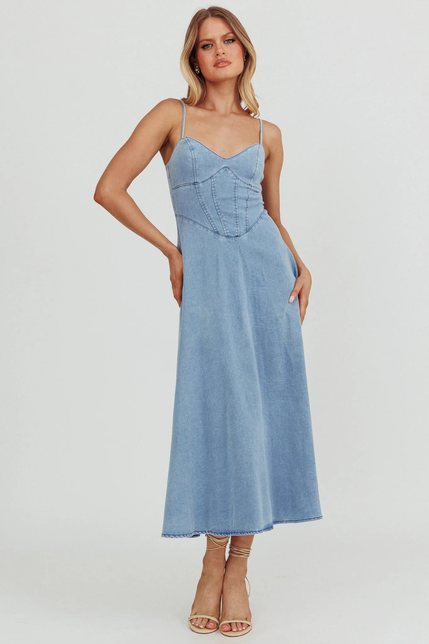 Comet A-Line Midi Dress Light Denim
