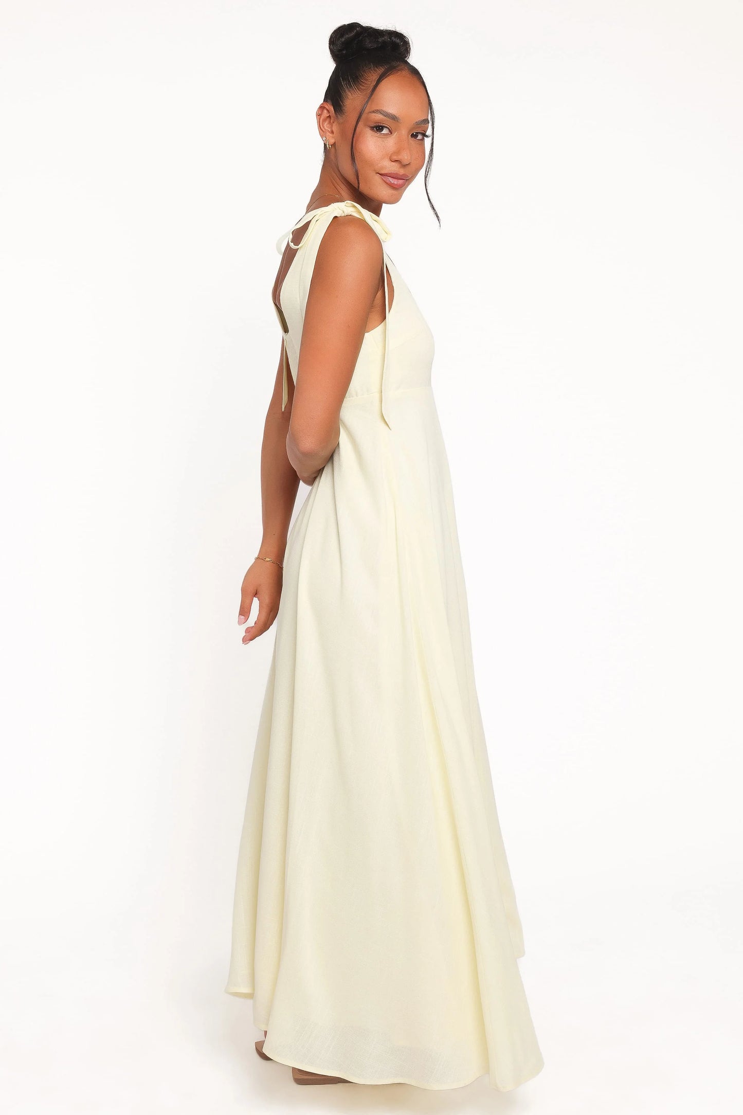 Valara Tie Shoulder Maxi Dress - Butter Yellow