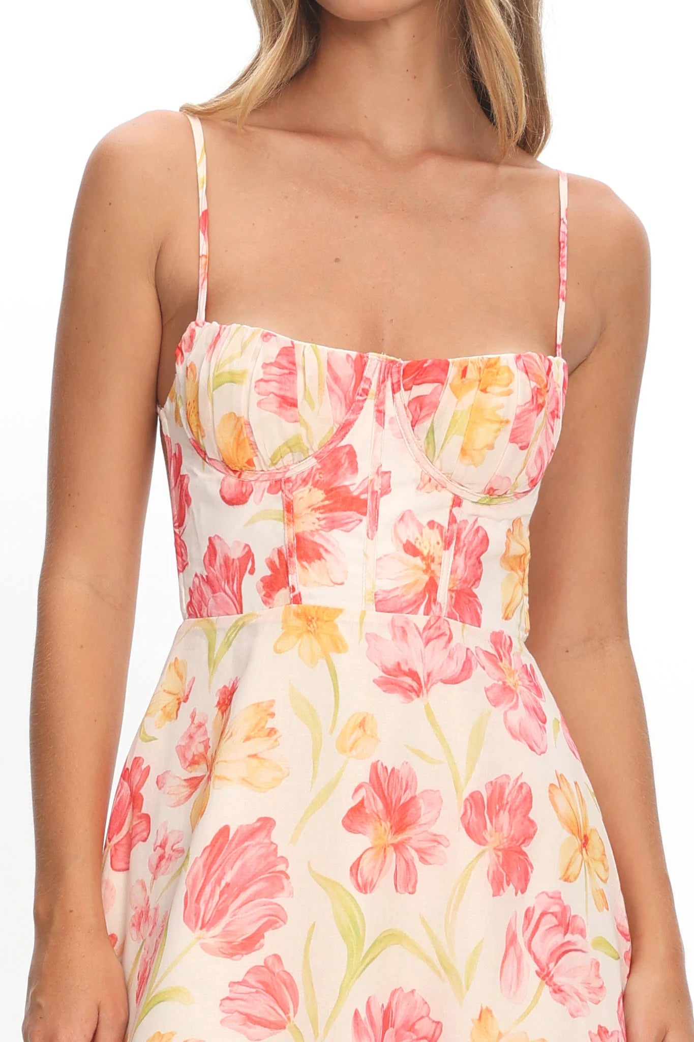 Echoes Tied Back A-Line Maxi Dress Floral Pink