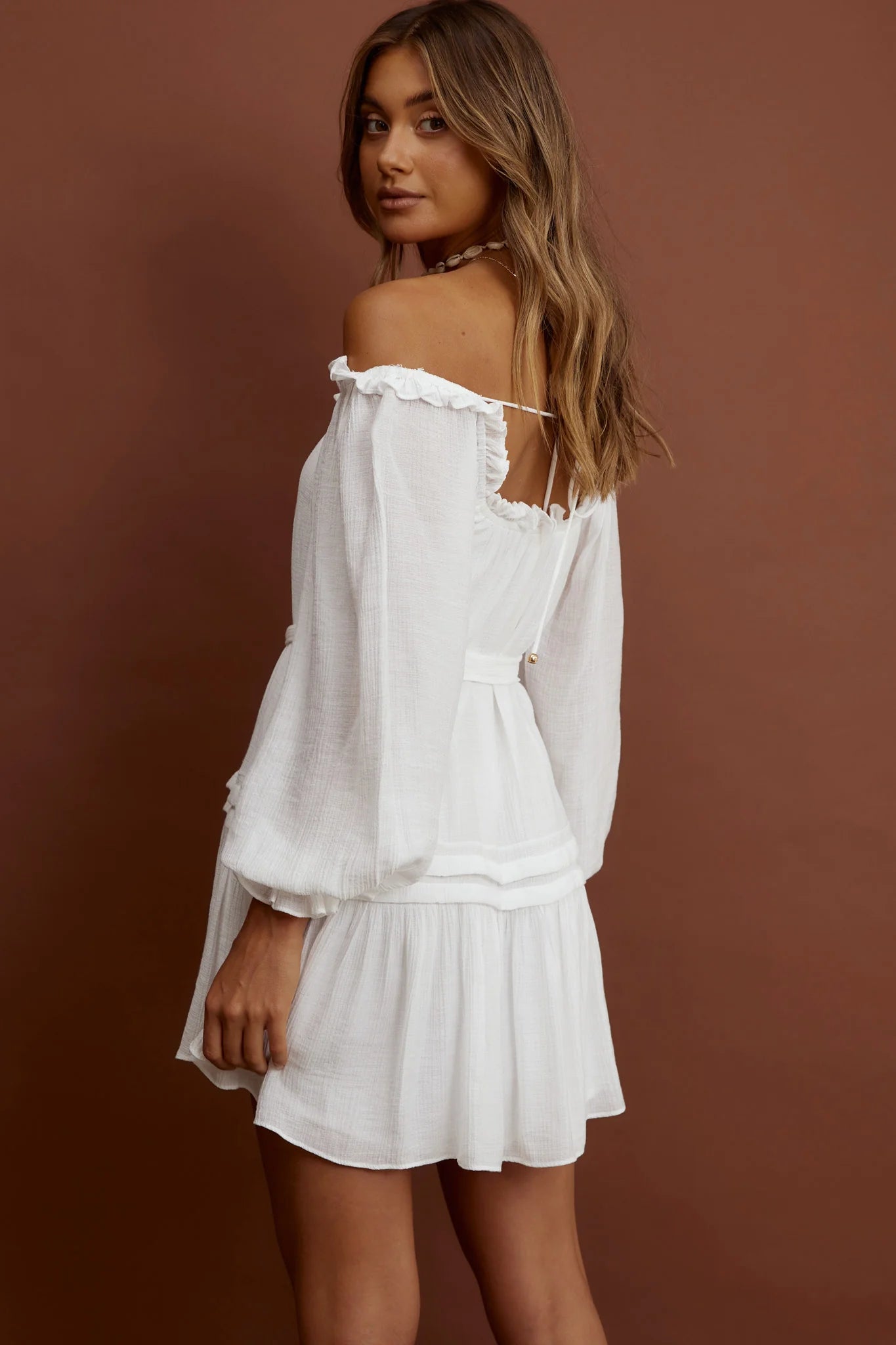 Sycamore Off- Shoulder Pintuck Dress White