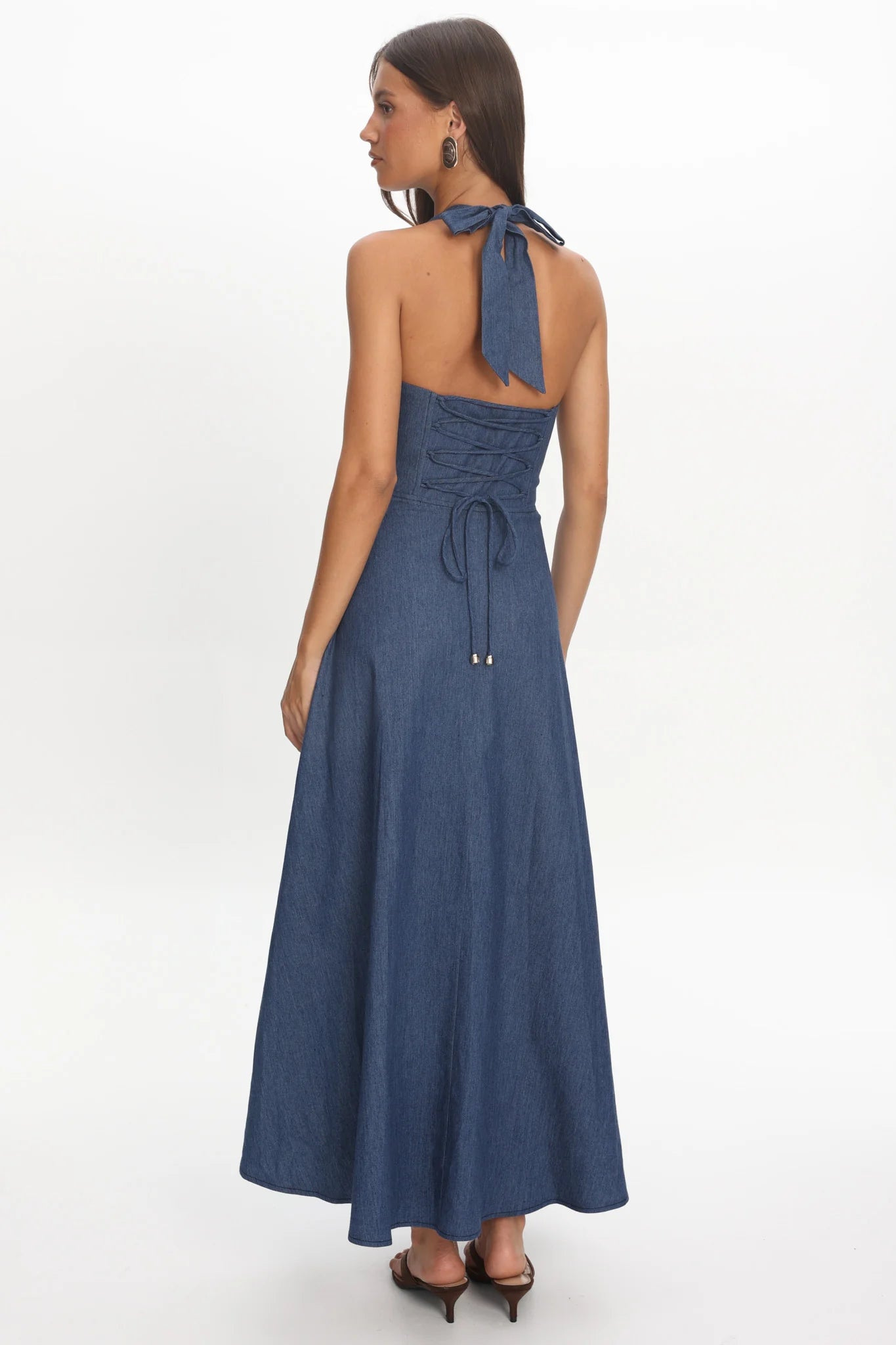Riga Halterneck Maxi Dress Light Blue
