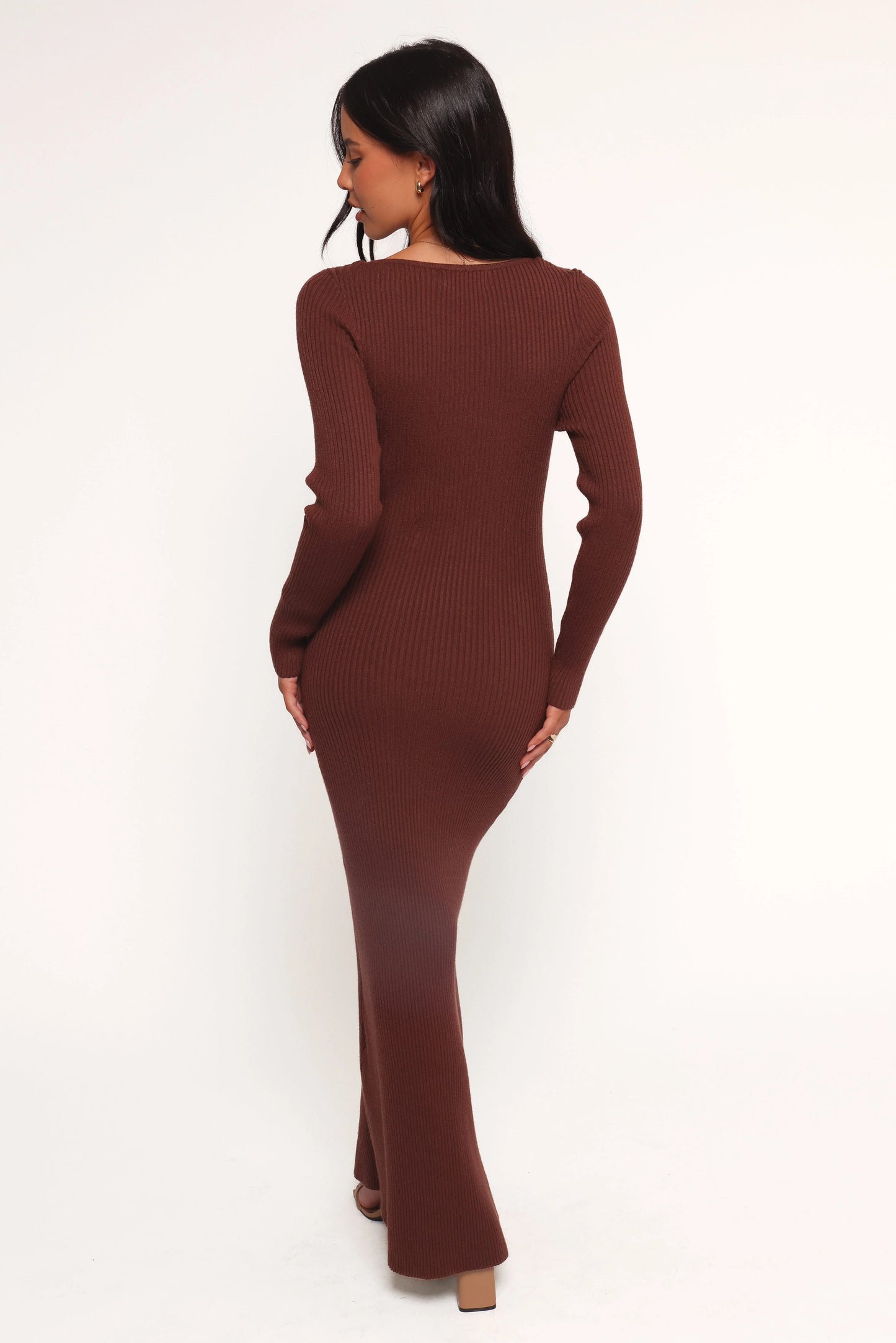 Marshall Button Through Knit Maxi Dress - Chocolate