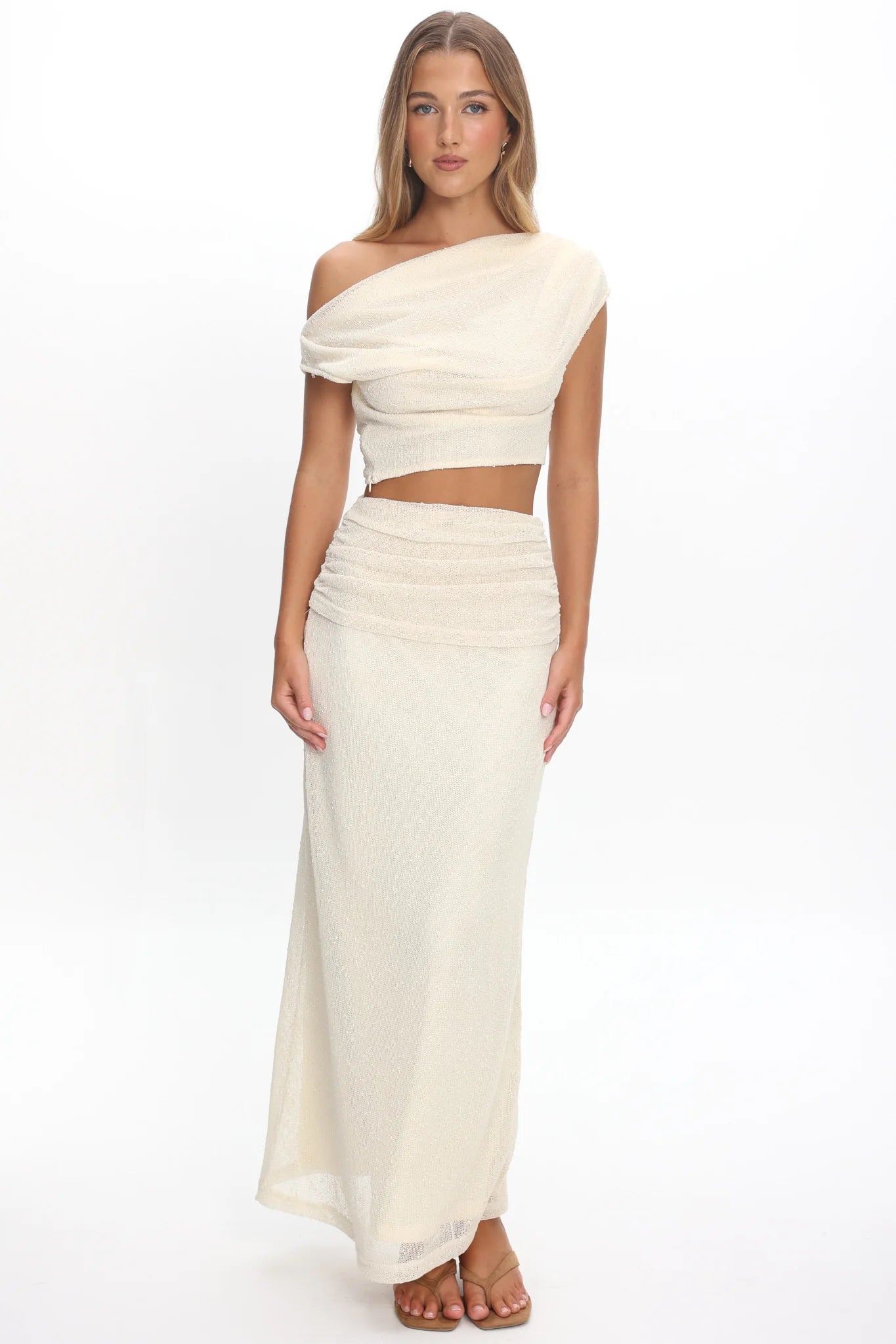 Alivya Ruched Waist Maxi Skirt Butter