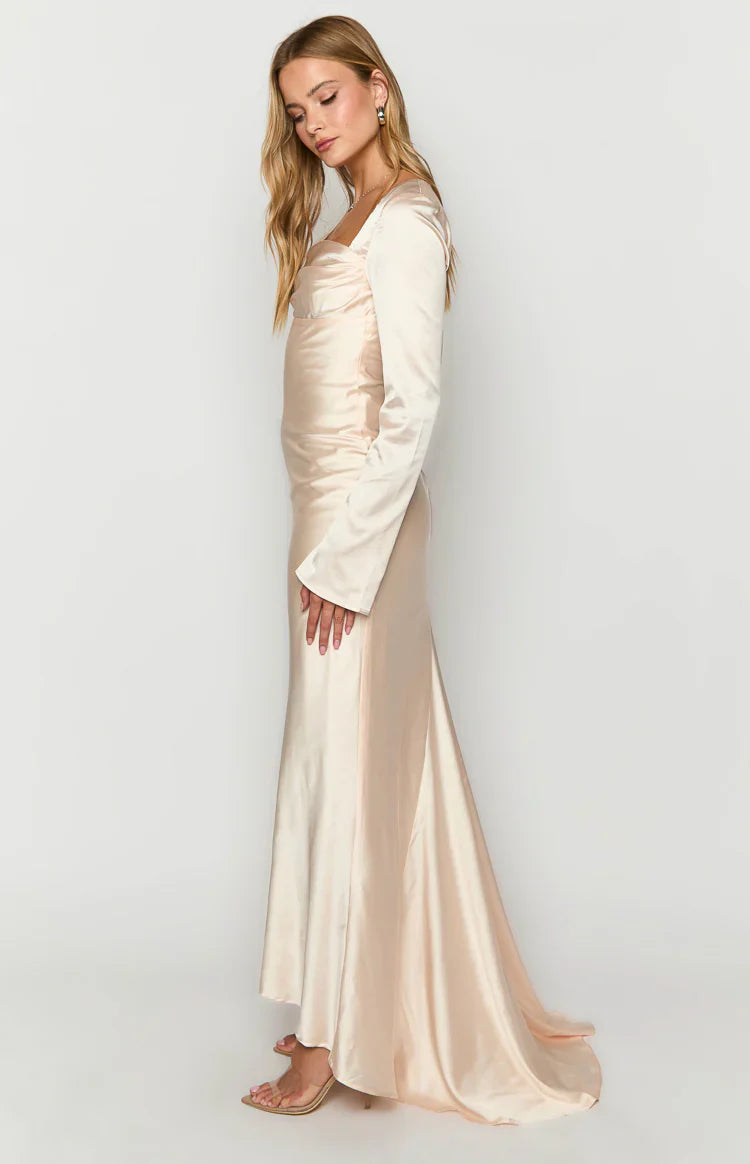 Addina Cream Long Sleeve Maxi Dress