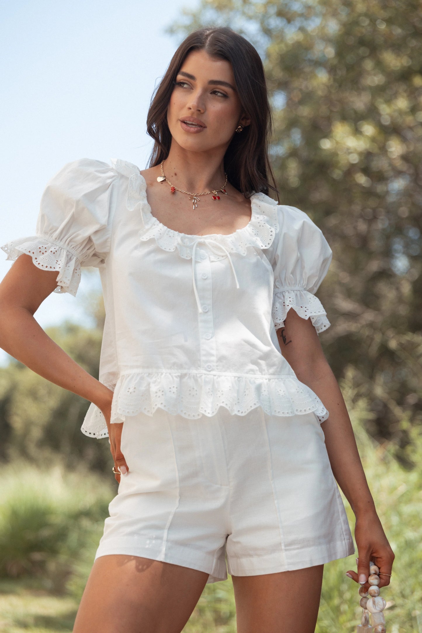 Anouk Button Through Top - White
