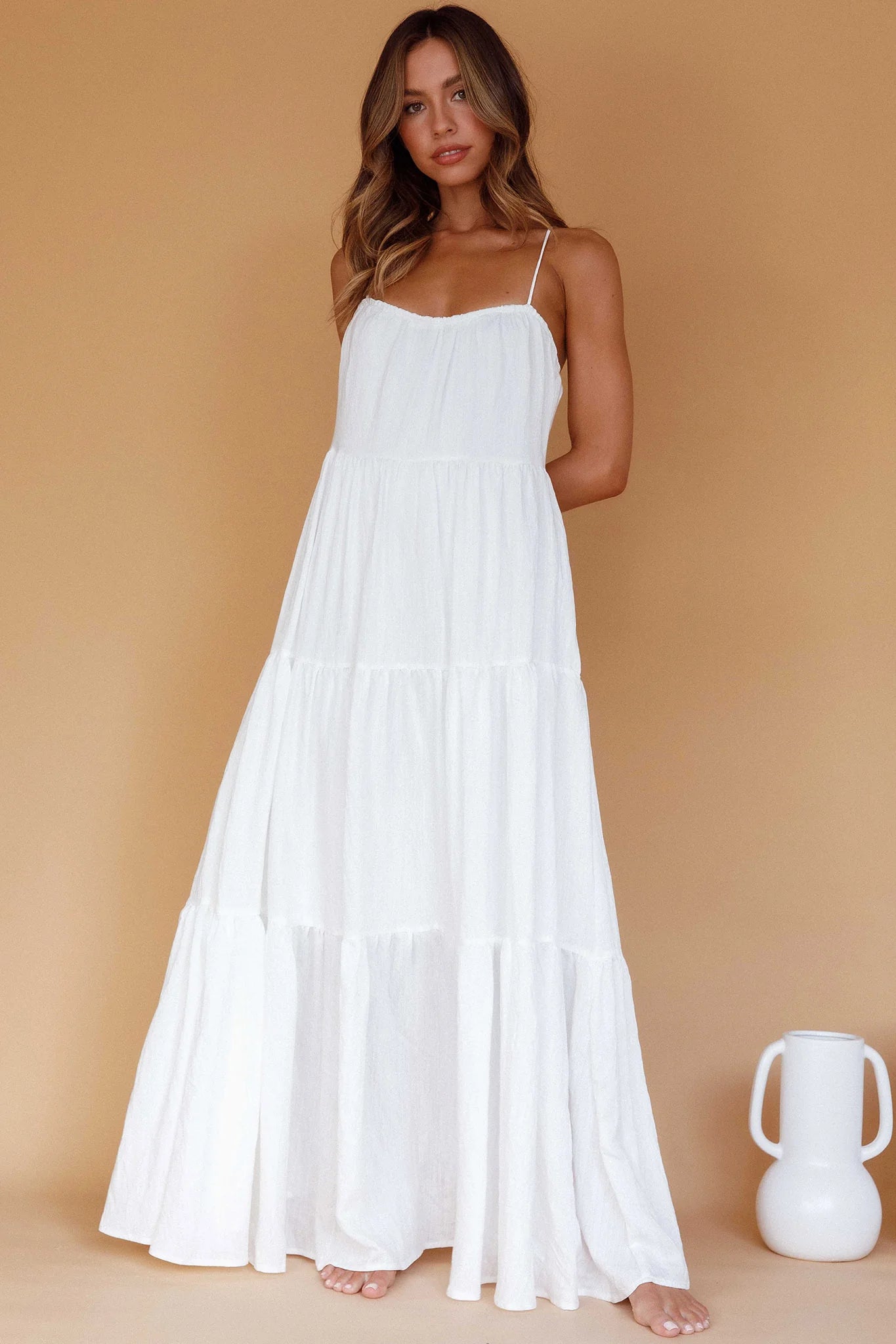 Bora Bora Tied Back Maxi Dress White