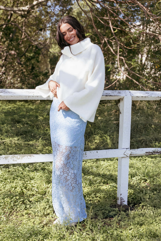 Brittany Lace Maxi Skirt - Blue