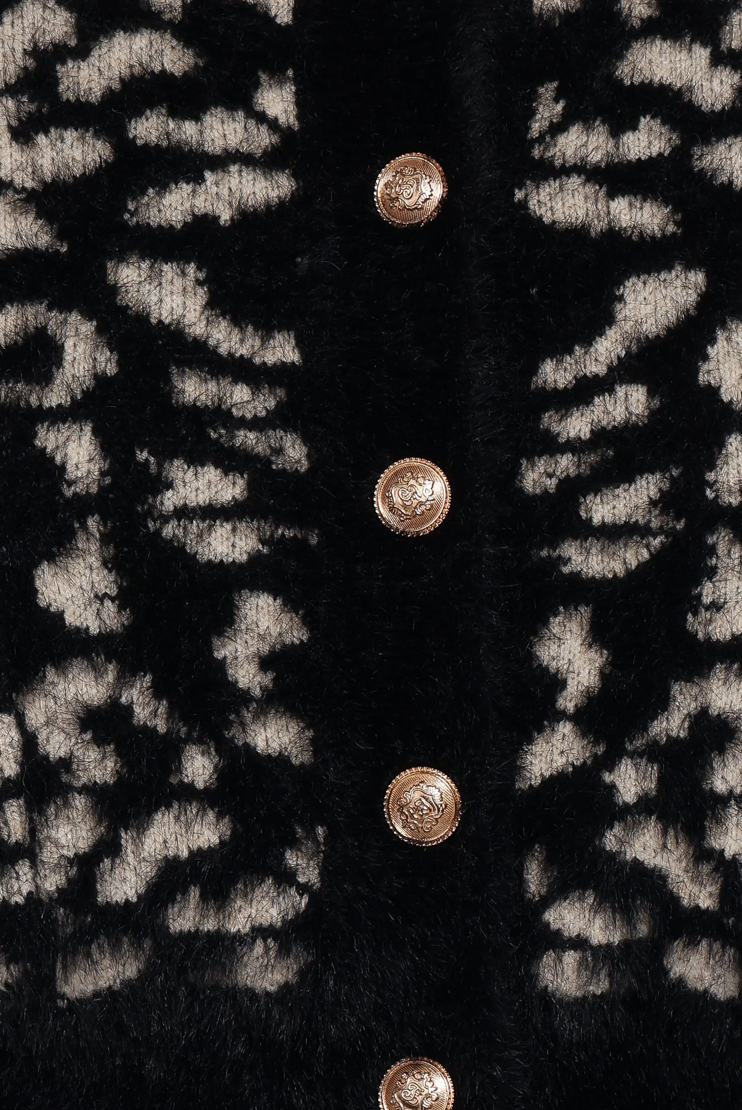 Tyra Animal Print Faux Mohair Cardigan - Black