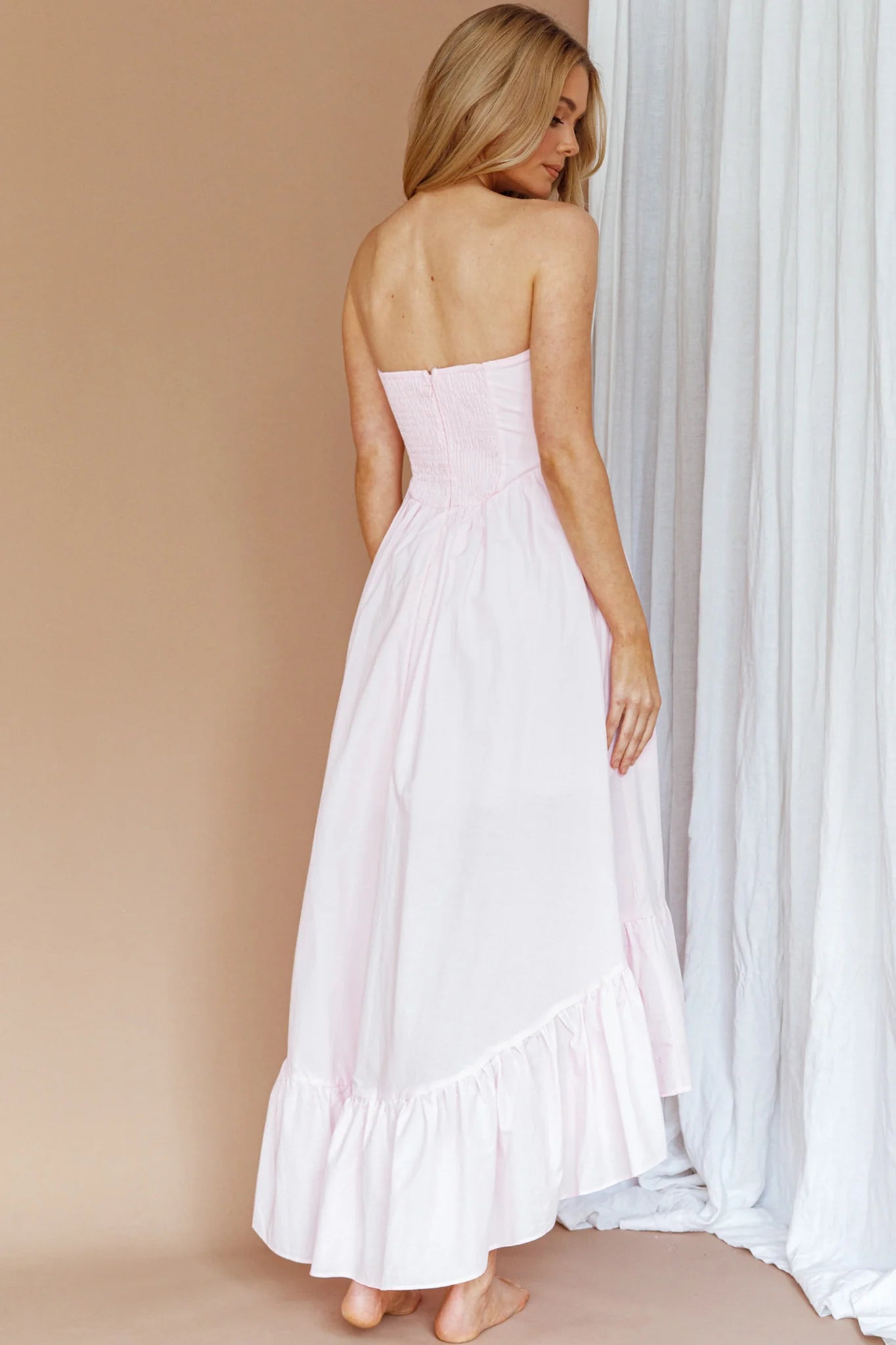 Sunday Mornings Ruched Bust Midi Dress Pink