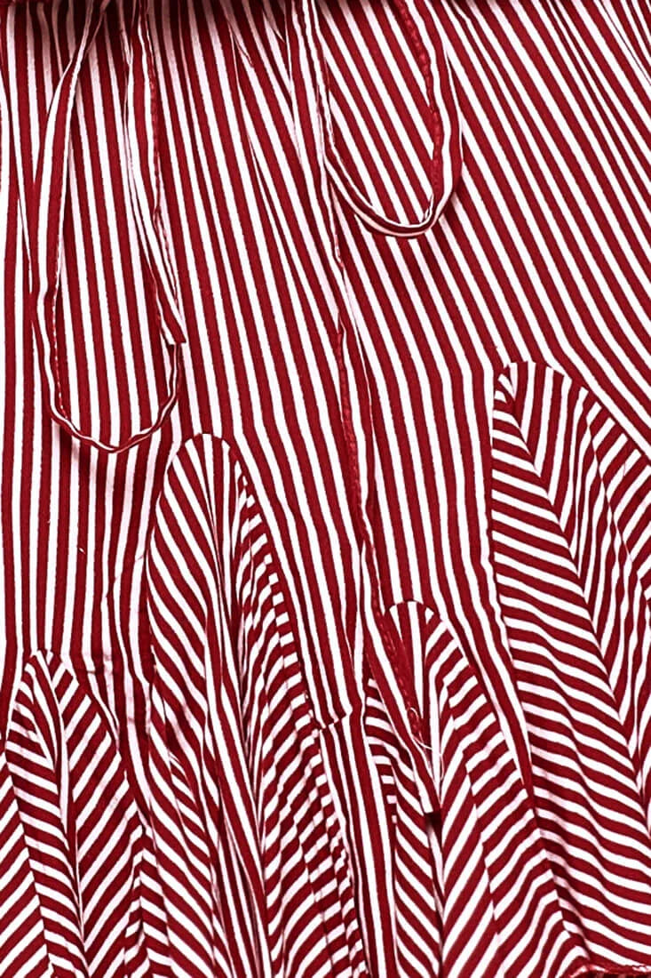 Robyn Pleated Striped Mini Skirt Burgundy